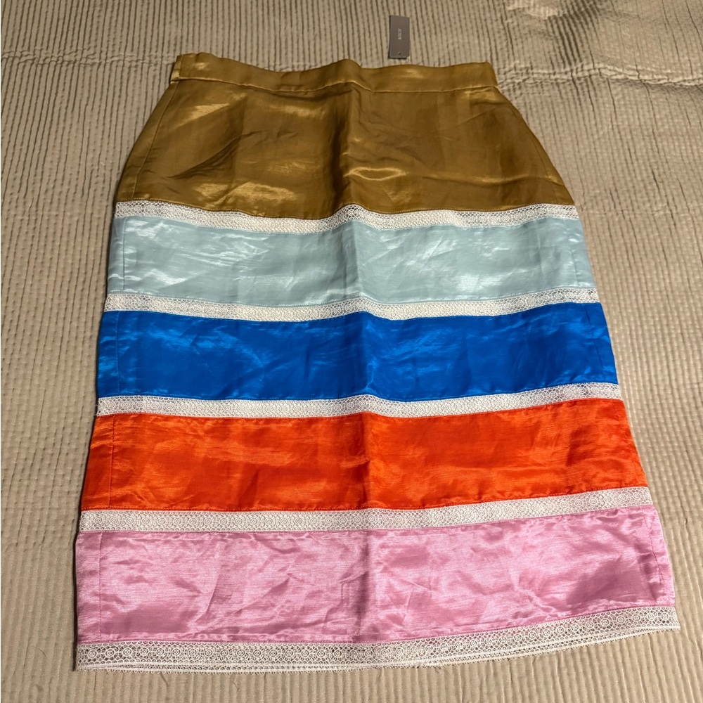 J. Crew Multicolored Tiered Midi Skirt Resort Wear